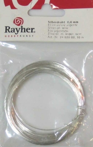 Silberdraht mit Kupferkern,Rayher,Ø ca. 0,6 mm,Länge ca. 10 m