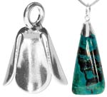 Tulpe mit Klebefläche und Öse,925er Sterling Silber