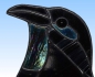 Preview: Stained glass suncatcher,window picture,detail raven head,item number 20193,manufactured in our own atelier.Carmen Harusta,Glasinsel ®,Goettingen,Germany.