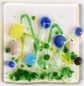 Preview: Folding card and envelope,white,ca. 12 x 17 cm,with Glasinsel® motif " Flower Meadow with blue flowers ",ca. 5 x 5 cm,item number 130008w.Carmen Harusta,Glasinsel ®,Göttingen,Germany.