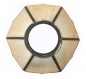 Preview: Stained glass lampshade with fitter ring,height ca. 11,5 cm,diameter ca. 14,5 cm,beige,ivory,item number 8002a,top view,manufactured in our own atelier in Goettingen.Made in Germany.