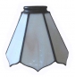 Preview: Stained glass lampshade with fitter ring,height ca. 11,5 cm,diameter ca. 14,5 cm,beige,ivory,item number 8002a,side view,manufactured in our own atelier in Goettingen.Made in Germany.