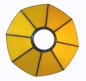 Preview: Stained glass lampshade with fitter ring,height ca. 9,5 cm,diameter ca. 21 cm,sunflower yellow,item number 8003b,top view,manufactured in our own atelier in Goettingen.Made in Germany.
