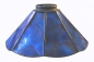Preview: Stained glass lampshade with fitter ring,height ca. 9,5 cm,diameter ca. 21 cm,blue,violet,pink,item number 8003c,side view,manufactured in our own atelier in Goettingen.Made in Germany.