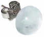 Preview: Ear studs,925 Sterling Silver,with handmade glass stone,diameter ca. 10 mm,light silver,light iridescent,1 pair,item number 22220600,manufactured in our own atelier.Carmen Harusta,Glasinsel ®,Goettingen,Germany.