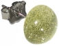 Preview: Ear studs,925 Sterling Silver,with handmade glass stone,diameter ca. 10 mm,pale yellow gold with glitter,1 pair,item number 22222050,manufactured in our own atelier.Carmen Harusta,Glasinsel ®,Goettingen,Germany.