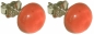 Preview: Ohrstecker,925er Sterling Silber,mit handgemachtem Glasstein,Durchmesser ca. 10 mm,orange-hellrot,1 Paar,Artikelnummer 22222600,in unserem eigenen Atelier gefertigt.Carmen Harusta,Glasinsel ®,Göttingen,Deutschland.