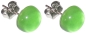 Preview: Ohrstecker,925er Sterling Silber,mit handgemachtem Glasstein,Durchmesser ca. 10 mm,hellgrün,1 Paar,Artikelnummer 22224050,in unserem eigenen Atelier gefertigt.Carmen Harusta,Glasinsel ®,Göttingen,Deutschland.