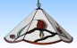 Preview: Hanging lamp " In The Garden ",stained glass,amber,red,green,brown,orange,turquoise,diameter ca. 54 cm,item number 1078,manufactured in our own atelier in Goettingen,Germany,image 2,off.
