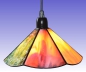 Preview: Hanging lamp " Paula ",stained glass,orange,green,yellow,red,white,blue,violet,diameter ca. 22 cm,item number 0901 b,manufactured in our own atelier.Carmen Harusta,Glasinsel ®,Goettingen,Germany.(on)