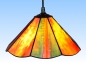 Preview: Hanging lamp " Paula ",stained glass,yellow,red,orange,green,white,brown,diameter ca. 26,5 cm,item number 1079,manufactured in our own atelier in Goettingen,Germany,images 1,on.