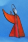 Preview: Standing angel,stained glass,orange,semi transparent,with faceted glass stone,clear,height ca. 9,5 cm,item number 30039F,manufactured in our own atelier.Carmen Harusta,Glasinsel ®,Goettingen,Germeny (side view).