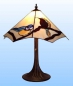 Preview: Table lamp " Birds ",stained glass,amber,red,blue,yellow,white,green,height ca. 47 cm,diameter ca. 43 cm,item number 2029,side view.