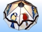 Preview: Table lamp " Birds ",stained glass,amber,red,blue,yellow,white,green,height ca. 47 cm,diameter ca. 43 cm,item number 2029,top view.