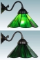 Preview: Wall lamp,antique wall bracket,socket E14,max. 60 Watt,shade diameter ca. 21 cm,stained glass,green,opalescent,item number 70018003 a,manufactured in our own atelier.Carmen Harusta,Glasinsel ®,Goettingen,Germany.