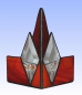 Preview: Tea light holder,stained glass,tiffany technique,red,orange,with diamond bevels,height ca. 14,5 cm,manufactured in our own atelier,item number 10028-R.Carmen Harusta,Glasinsel ®,Goettingen,Germany.