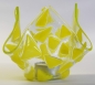 Preview: Glas-Windlicht für Teelicht,gelb auf klar,Höhe ca. 10 cm,Durchmesser ca. 15 cm,gefertigt in unserem eigenen Atelier,Art.Nr. FW16.Carmen Harusta,Glasinsel ®,Göttingen,Deutschland. (Abb. 1).