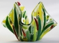 Preview: Glass tea light holder,green,light green,yellow,ivory,red,orange on clear,height ca. 10 cm,diameter ca. 15 cm,manufactured in our own studio,item number FW5.Carmen Harusta,Glasinsel ®,Göttingen,Germany. (image 2).