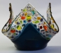 Preview: Glass tea light holder,dark turquoise blue,red,amber,lilac,yellow,blue,green,clear on clear,height ca. 10 cm,diameter ca. 15 cm,manufactured in our own studio,item number FW7.Carmen Harusta,Glasinsel ®,Göttingen,Germany. (image 1).