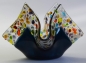 Preview: Glass tea light holder,dark turquoise blue,red,amber,lilac,yellow,blue,green,clear on clear,height ca. 10 cm,diameter ca. 15 cm,manufactured in our own studio,item number FW7.Carmen Harusta,Glasinsel ®,Göttingen,Germany. (image 2).