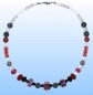Preview: Glass beads necklace " Red,White,Pink ",length ca. 48 cm