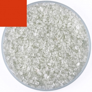 Optul Glass,float frit,granulate 4,medium coarse,COE 82,transparent,red,code 1015,ca. 1 kg,item number 3592714.