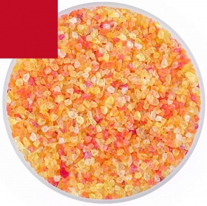 Optul Glass,float frit,granulate 4,medium coarse,COE 82,transparent,cherry red,code 1045,ca. 1 kg,item number 3589914.
