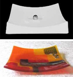 Slumping mold for glass bowls,plates,square,flat,ca. 25 x 25 cm