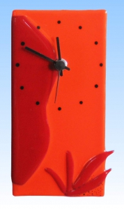 Wall clock " Red Grass ",ca. 20 x 10 cm