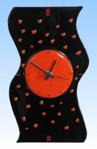 Wanduhr " Banner ",vertikal,schwarz,orange,ca. 26 x 15 cm