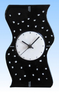 Wall clock " Banner ",vertical,black,white,ca. 26 x 15 cm
