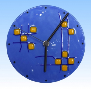 Wall clock,round,light blue,sunflower yellow,blue,Ø ca. 15,5 cm