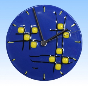 Wall clock,round,blue,yellow,black,Ø ca. 15,5 cm