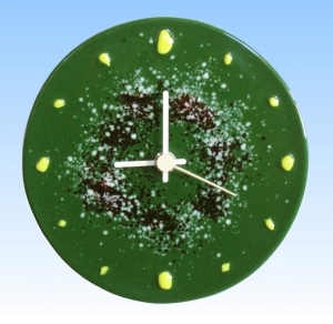 Wall clock,round,green,yellow,light grey,dark violet,Ø ca. 17 cm