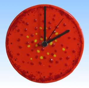 Wall clock,round,orange,red,yellow,Ø ca. 17 cm