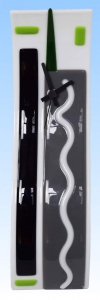 Wall clock " White Gray Wave ",white,gray,black,green,ca. 37 x 10 cm