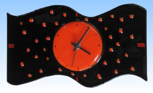 Wall clock " Banner ",horizontal,black,orange,ca. 15 x 26 cm
