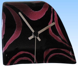 Table clock,black opaque,violet semi transparent,ca. 10 x 15 x 25 cm