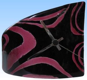 Table clock,black opaque,violet semi transparent,ca. 10 x 15 x 25 cm