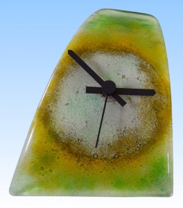 Table clock,green,amber,semi transparent,clear,ca. 10,5 x 12 x 26 cm
