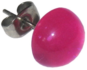 Ohrstecker,925er Sterling Silber,mit handgemachtem Glasstein,Durchmesser ca. 10 mm,preiselbeerrosa,1 Paar,Artikelnummer 22226550,in unserem eigenen Atelier gefertigt.Carmen Harusta,Glasinsel ®,Göttingen,Deutschland.