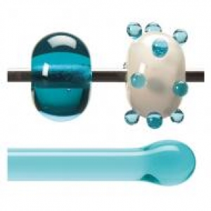 Bullseye rod,COE 90,light aquamarine blue,transparent,code 1408,l. ca. 43 cm