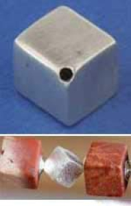 Leichter Würfel,diagonal gebohrt,Kantenlänge ca. 6 mm,925er Sterling Silber,satiniert,Artikelnummer 3967DZ.