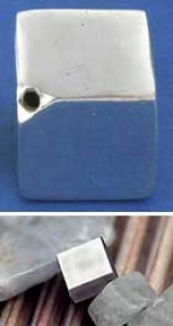 Intermediate part,cube,diagonal drilled,Sterling Silver,glossy,8 mm