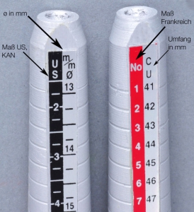 Ring size measuring,aluminium,length 24 cm