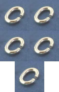 Biegeringe,oval,925er Sterling Silber,ca. 7 x 5 x 1 mm,5 Stücke,Art.Nr. 3577E-5.