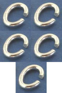 Biegeringe,oval,925er Sterling Silber,ca. 9 x 7 x 1,2 mm,5 Stücke,Art.Nr. 3577G-5.