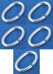 Biegeringe,oval,925er Sterling Silber,ca. 12 x 8 x 1,2 mm,5 Stücke,Art.Nr. 3577I-5.