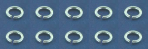 Biegeringe,rund,925er Sterling Silber,Stärke ca. 1,3 mm,Ø ca. 6 mm,10 Stücke,Art.Nr. 3583B-10.