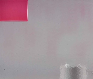 Bullseye Glass,fusible,COE 90,B 1311-50 F,transparent,cranberry pink,striker,size ca. 25 x 21 cm,thickness ca. 1,5 -2 mm,item number 7782150.